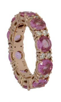 Roze saffier diamanten dames gouden ring