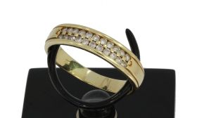 Luxe 14k gouden dames ring met 22 diamanten 0,35ct dubbele railzetting