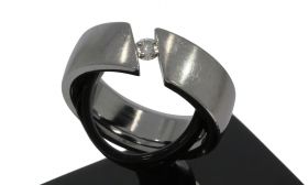Edelstalen solitair diamant ring 0,15ct unisex