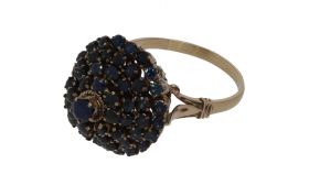 Saffieren vintage kroon ring handgemaakt gouden sieraad