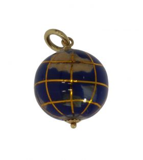 Gouden 14k Lapis Lazuli ketting hanger wereldbol globe