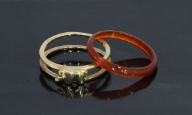 Oliftant 14 karaats gouden ring met carneool vintage