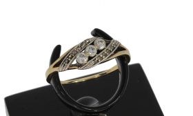 Diamanten 14k gouden en platina antieke dames ring