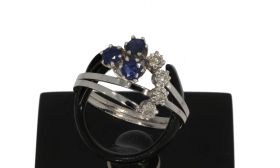 Saffieren diamanten 18k witgouden design ring Frankrijk