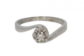 14 karaats witgouden diamant solitair ring 0,08ct