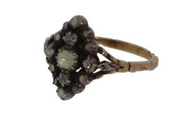 Victoriaanse dames gouden ring roosdiamant antiek handgemaakt sieraad
