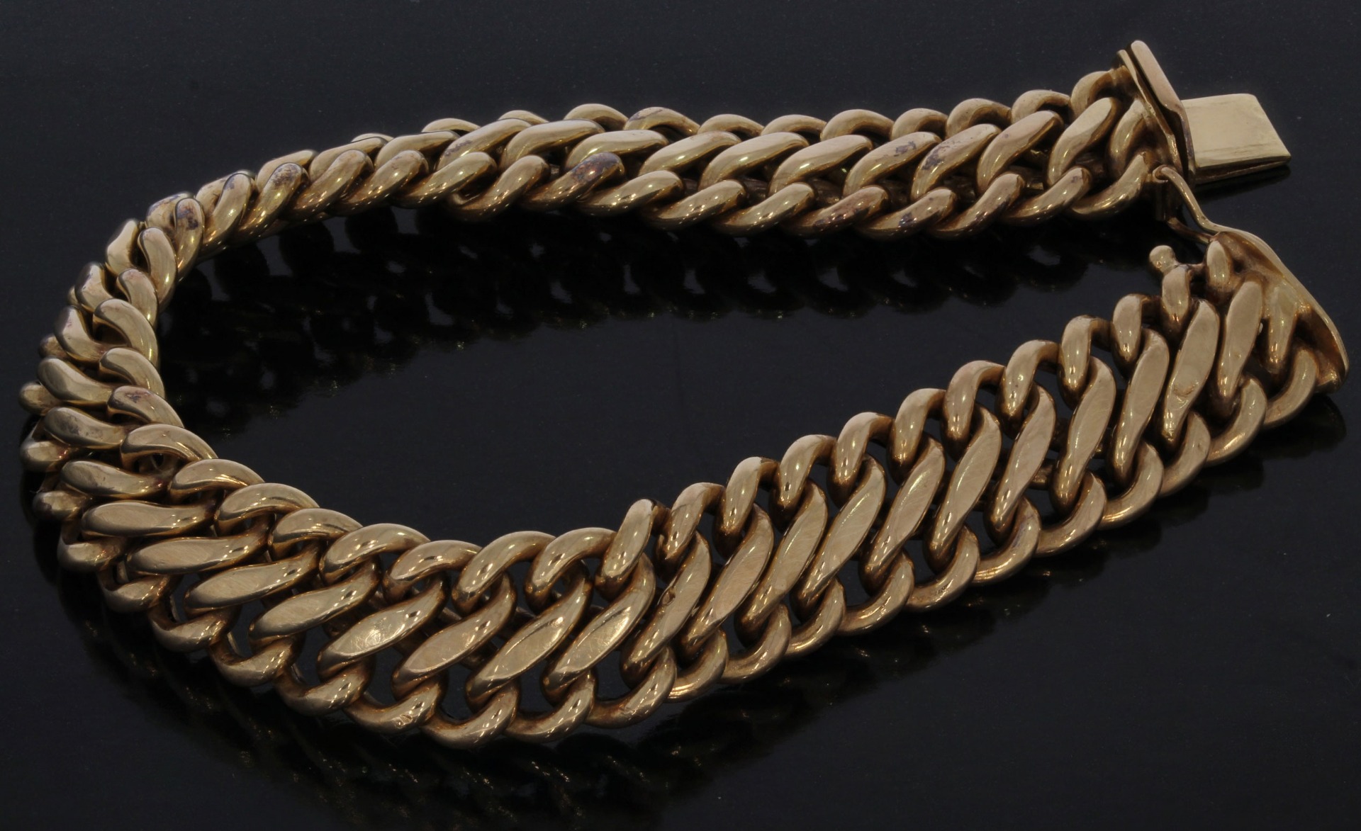 vooroordeel Nieuwe betekenis spreiding Brede 14 karaats gouden Vintage gourmet schakel armband